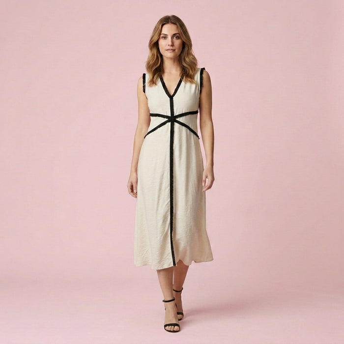 Vestido Trilogia Desfiado — Bege