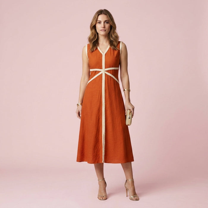Vestido Trilogia Desfiado — Tijolo
