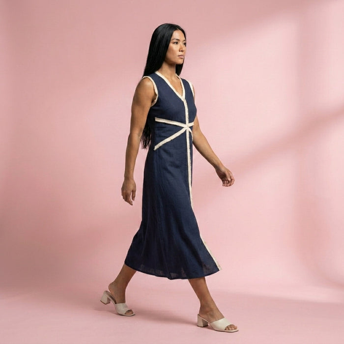 Vestido Trilogia Desfiado — Marinho