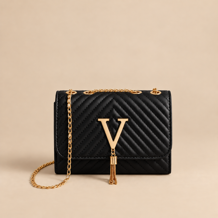 Bolsa Tiracolo Feminina em Couro PU com Matelassê Chevron.