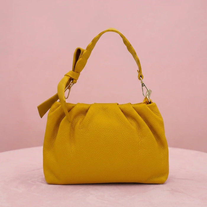 Bolsa de Ombro em Pele Genuína — Amarelo