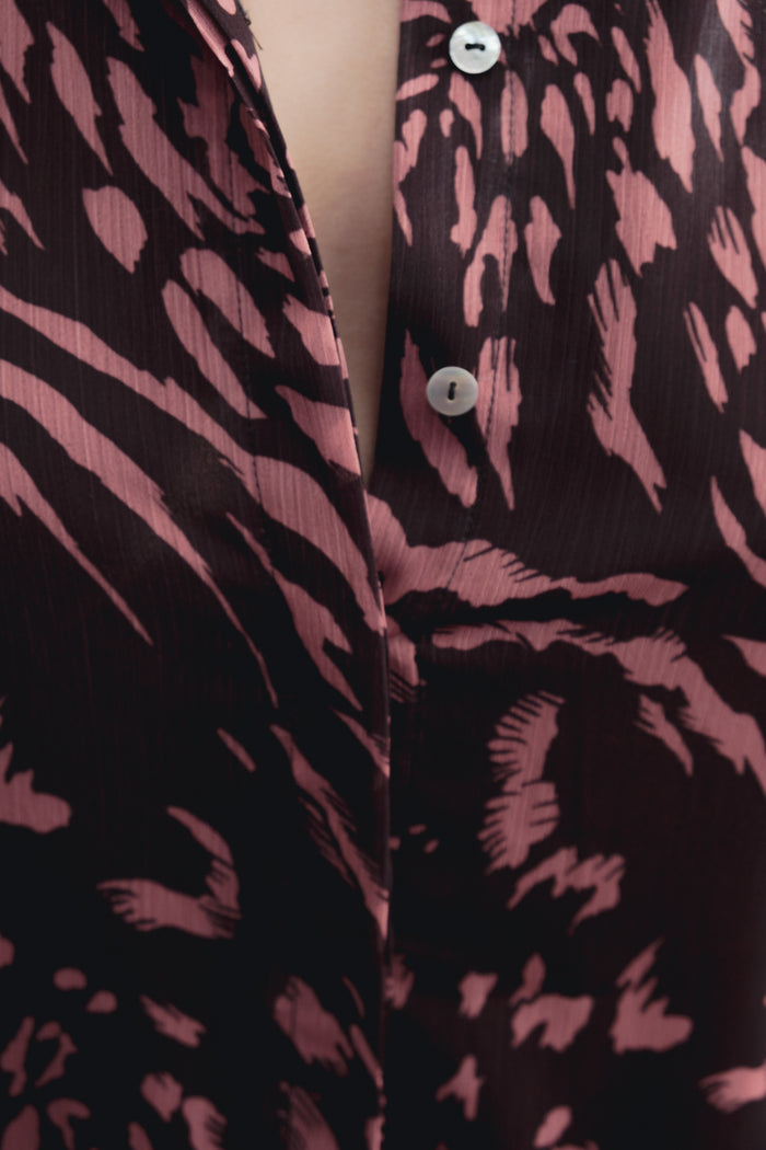 Vestido Longo Estampado com Folhos