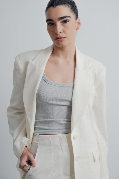 Blazer de Linho Oversized — Cru