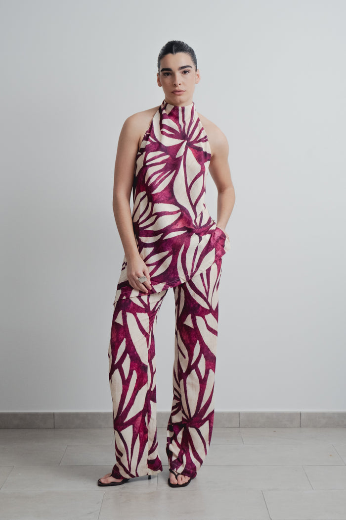 Body Estampa Floral Bordeaux