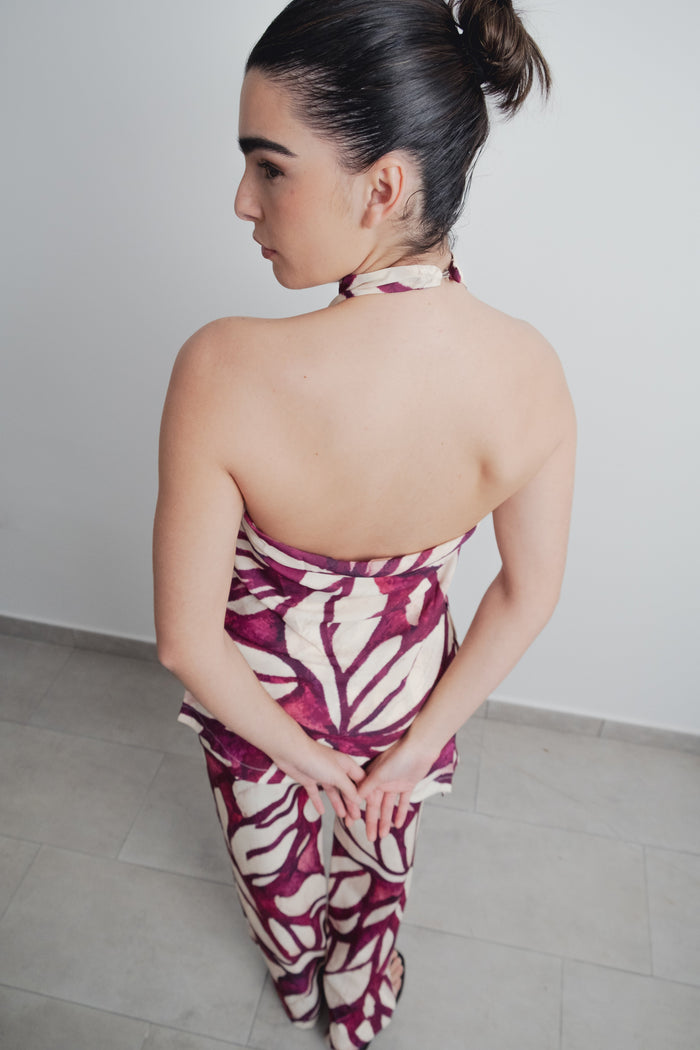 Body Estampa Floral Bordeaux