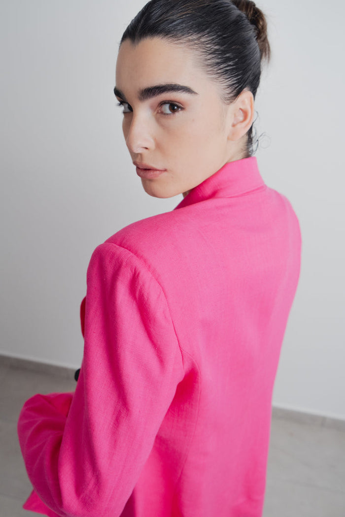 Blazer de Linho Oversized — Rosa