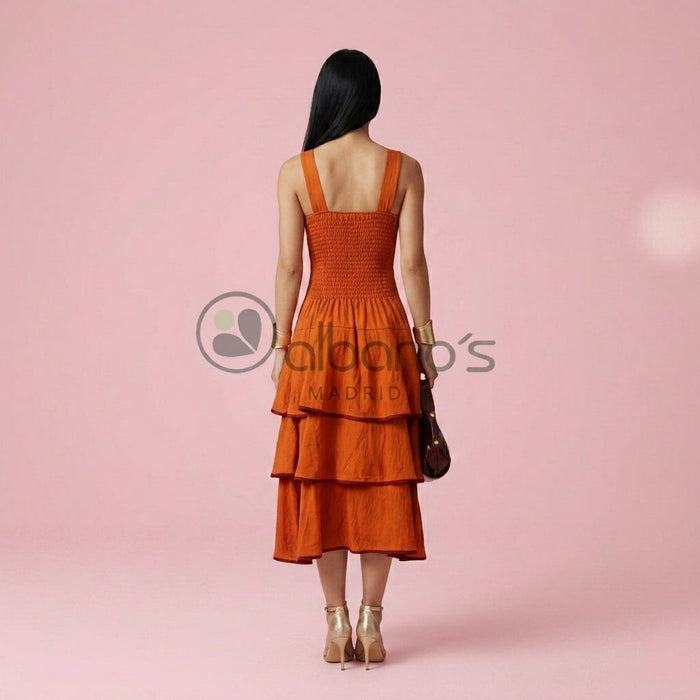 Vestido Triana com Folhos — Chocolate