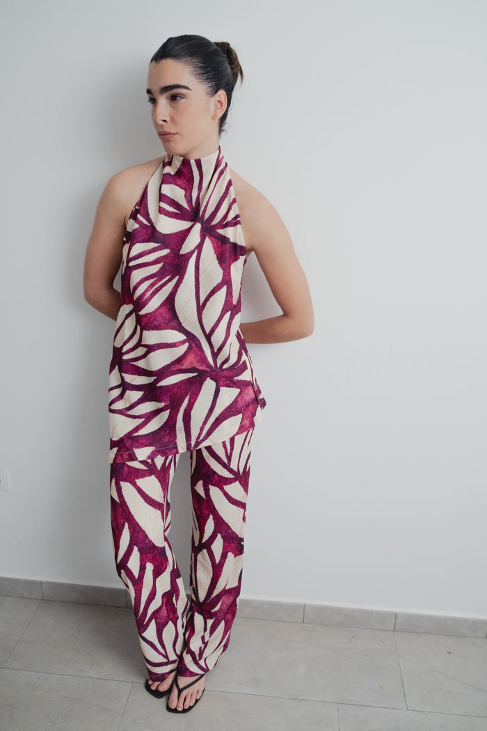 Body Estampa Floral Bordeaux