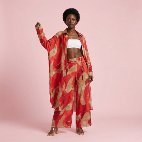 Twinset Túnica Estampada e Calça — Vermelho