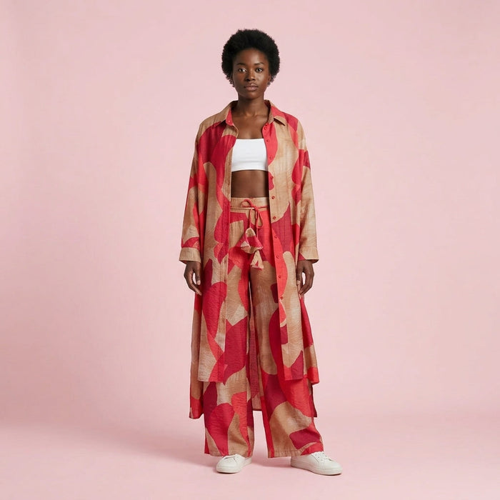 Twinset Túnica Estampada e Calça — Vermelho