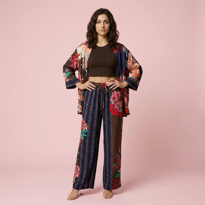 Twinset Blusa e Calça Estampada — Preto Floral