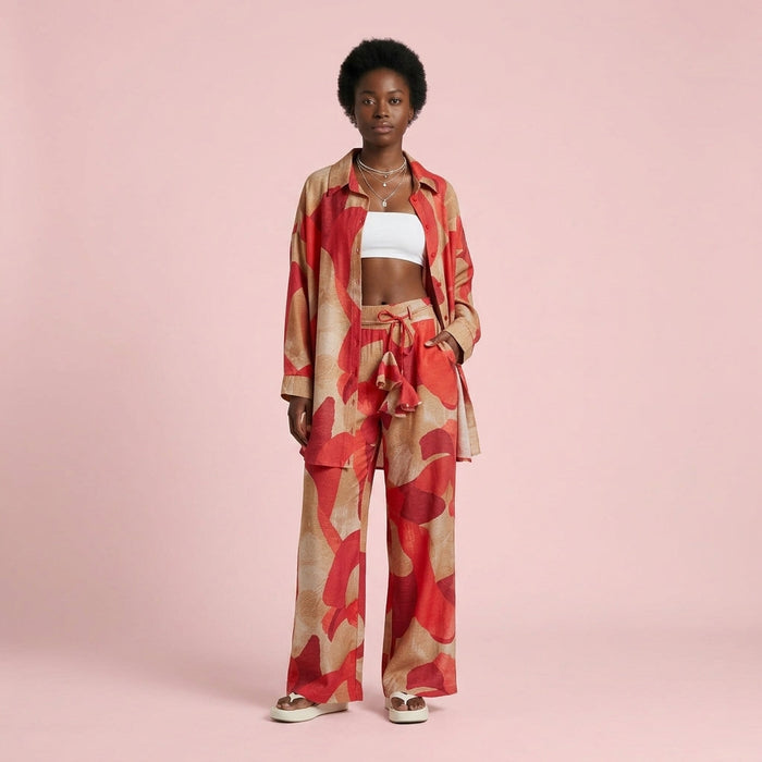 Twinset Túnica Estampada e Calça — Vermelho