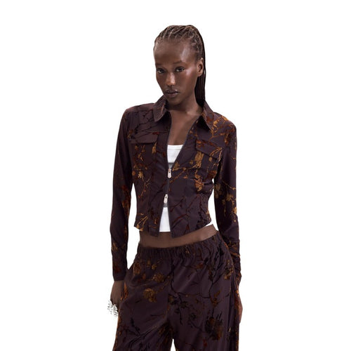 Blusa Castanha Estampada — Castanho