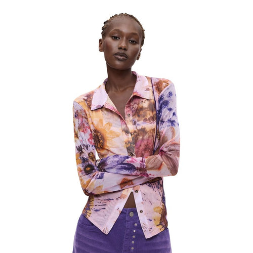 Camisa Rosa com Estampa Floral — Rosa