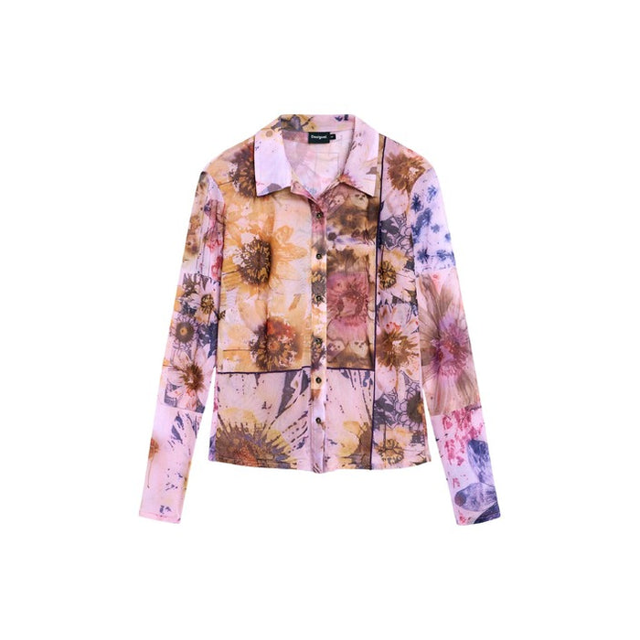 Camisa Rosa com Estampa Floral — Rosa