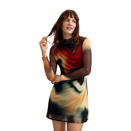 Vestido Preto com Padrão Impresso — Preto