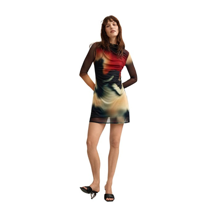 Vestido Preto com Padrão Impresso — Preto