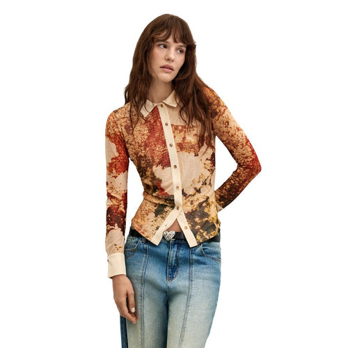 Blusa Bege Estampada — Bege